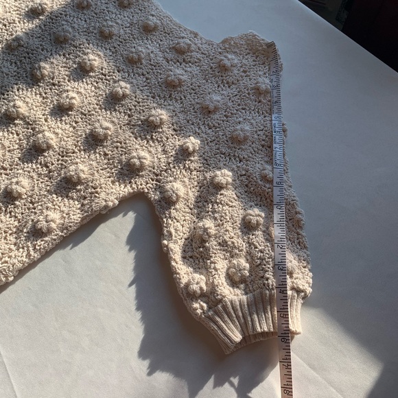 Crochet 🧶 macramé 3/4 sleeves handmade off white sweater size S - Picture 10 of 12
